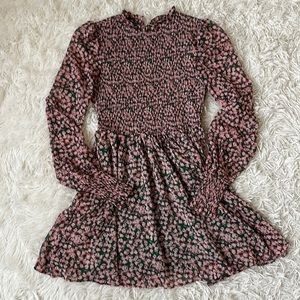 Lulus Floral Forever Green and Pink Floral Print Smocked Skater Dress